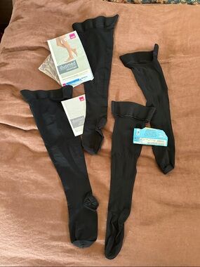 Duo med L & Jobst XL  black thigh high, compression flight medical stockings